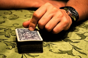holding a card